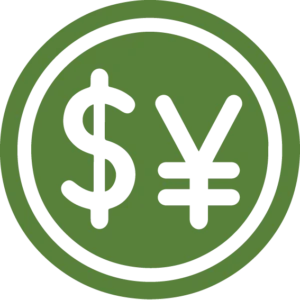 Currency exchange icon for sourcing assistance in China