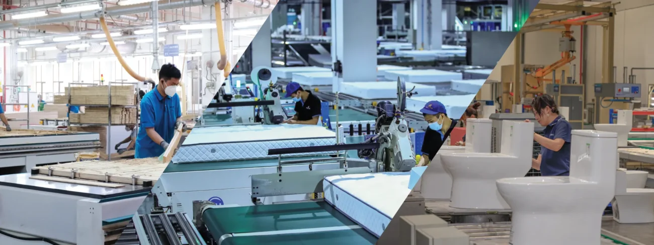 China factory scenes showing diverse production for an independent sourcing company with no exclusive factory ties.