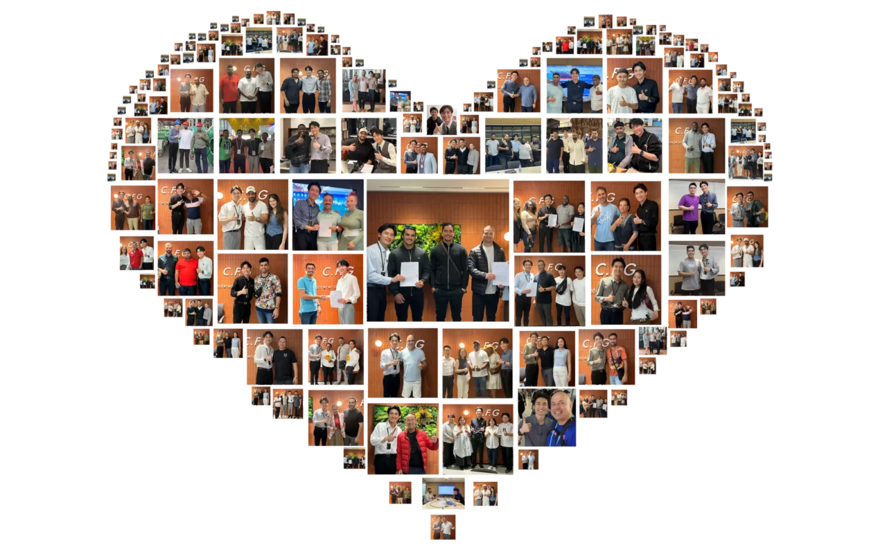 如何从中国采购建筑材料 4 Heart-shaped collage of global clients who have successfully sourced from China with our support.