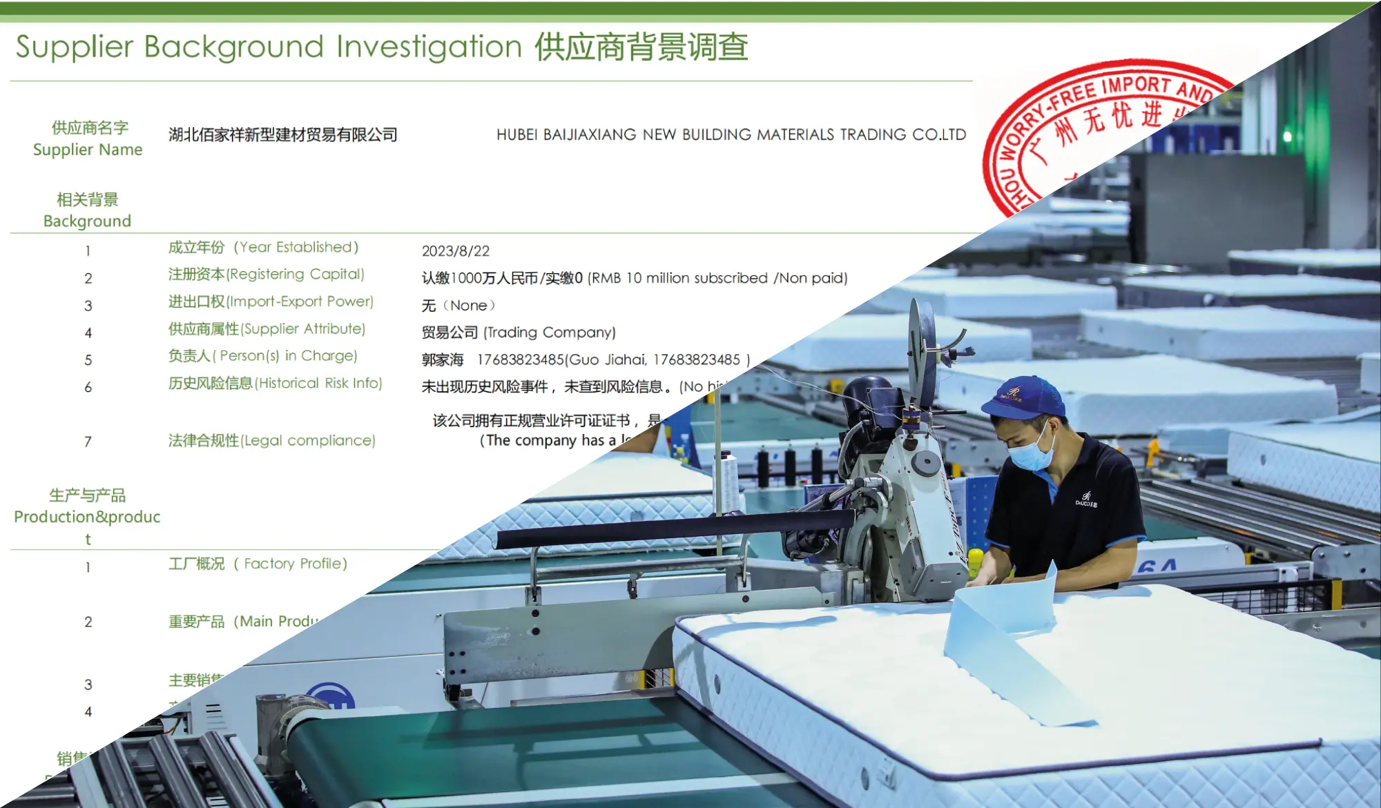 How We Work 4 China mattress factory with worker inspecting production, used for verifying supplier background.