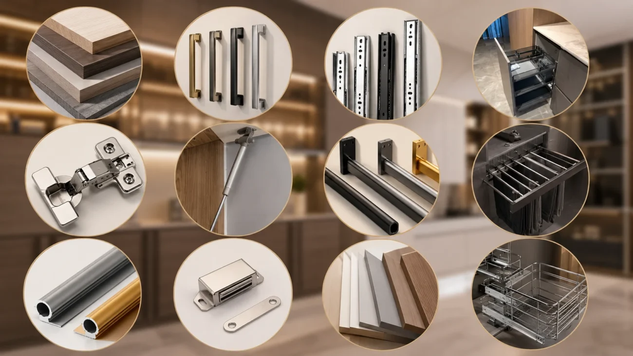 Kitchen cabinet materials panels and hardware details