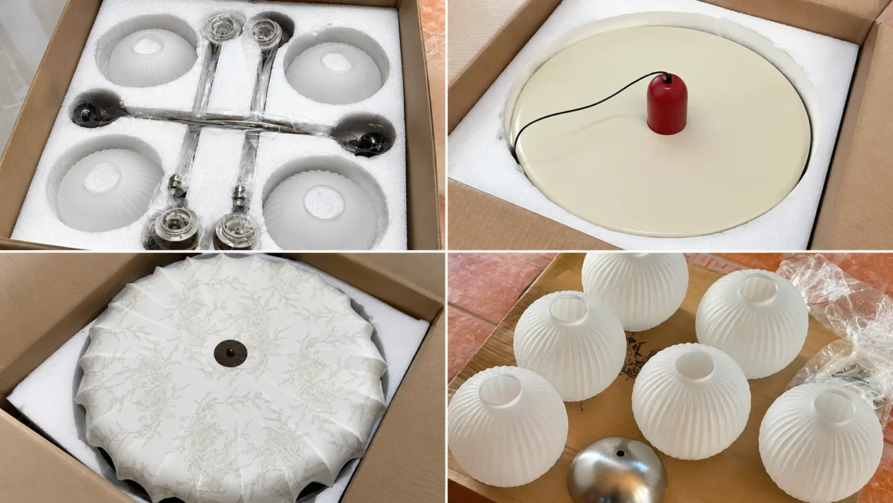 How to Pack and Ship Lighting from China Without Damage 2 Lighting fragile parts and accessory packaging check