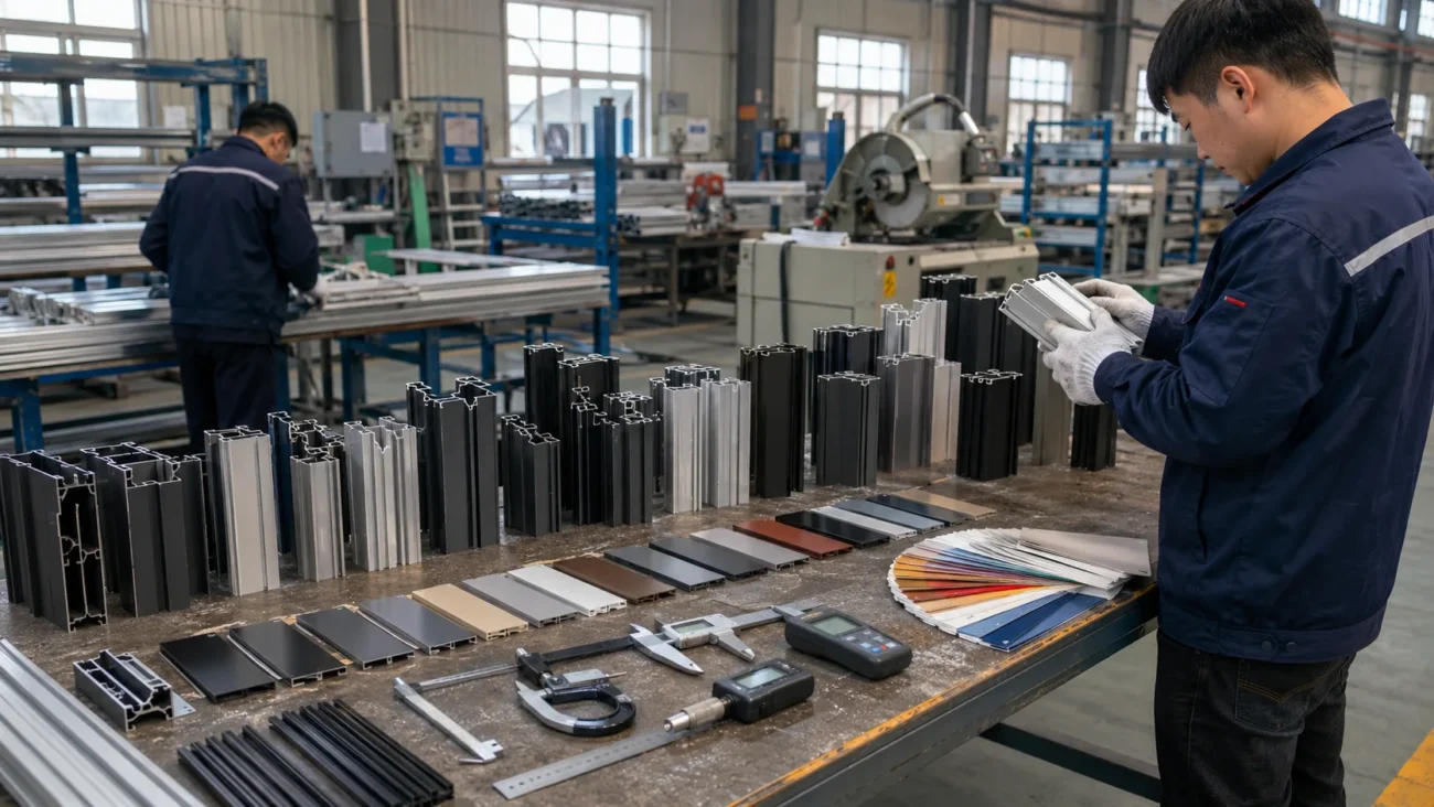 Aluminum Door and Window Manufacturers in China: Factory Sourcing Guide 2 aluminum profile thermal break and surface finish inspection