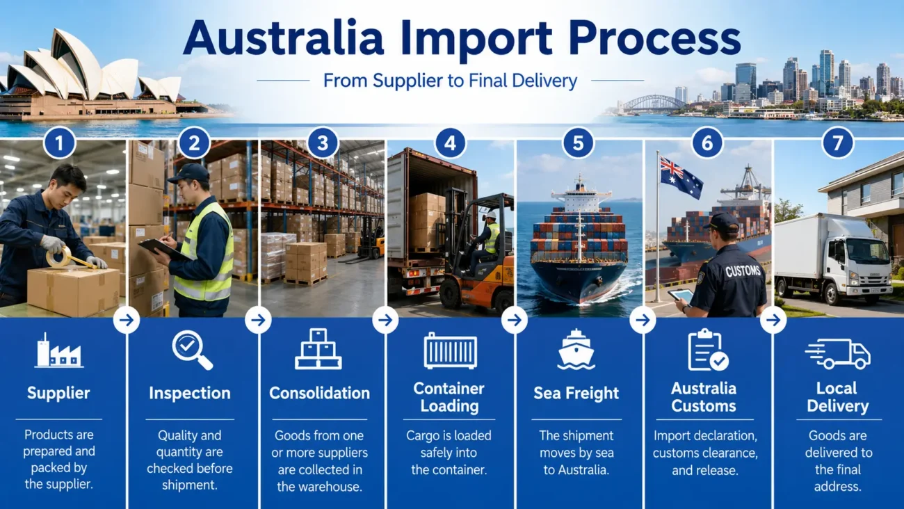China to Australia import process furniture and building materials