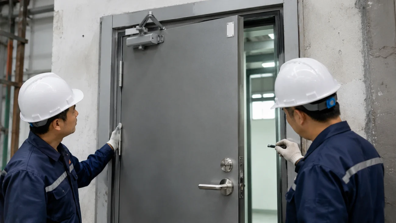 Door Manufacturers in China: Wooden, Steel and Fire-Rated Door Sourcing Guide 4 fire-rated door assembly inspection and testing China