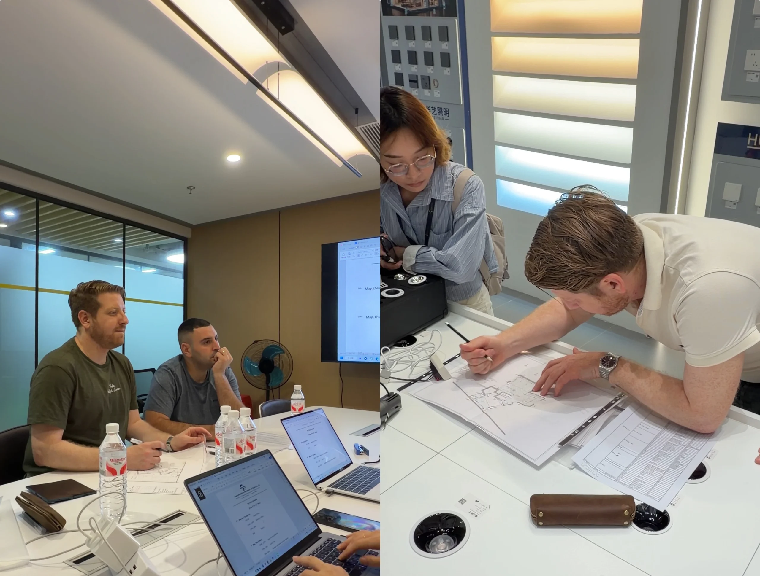 International buyers reviewing project plans with a sourcing team in China.