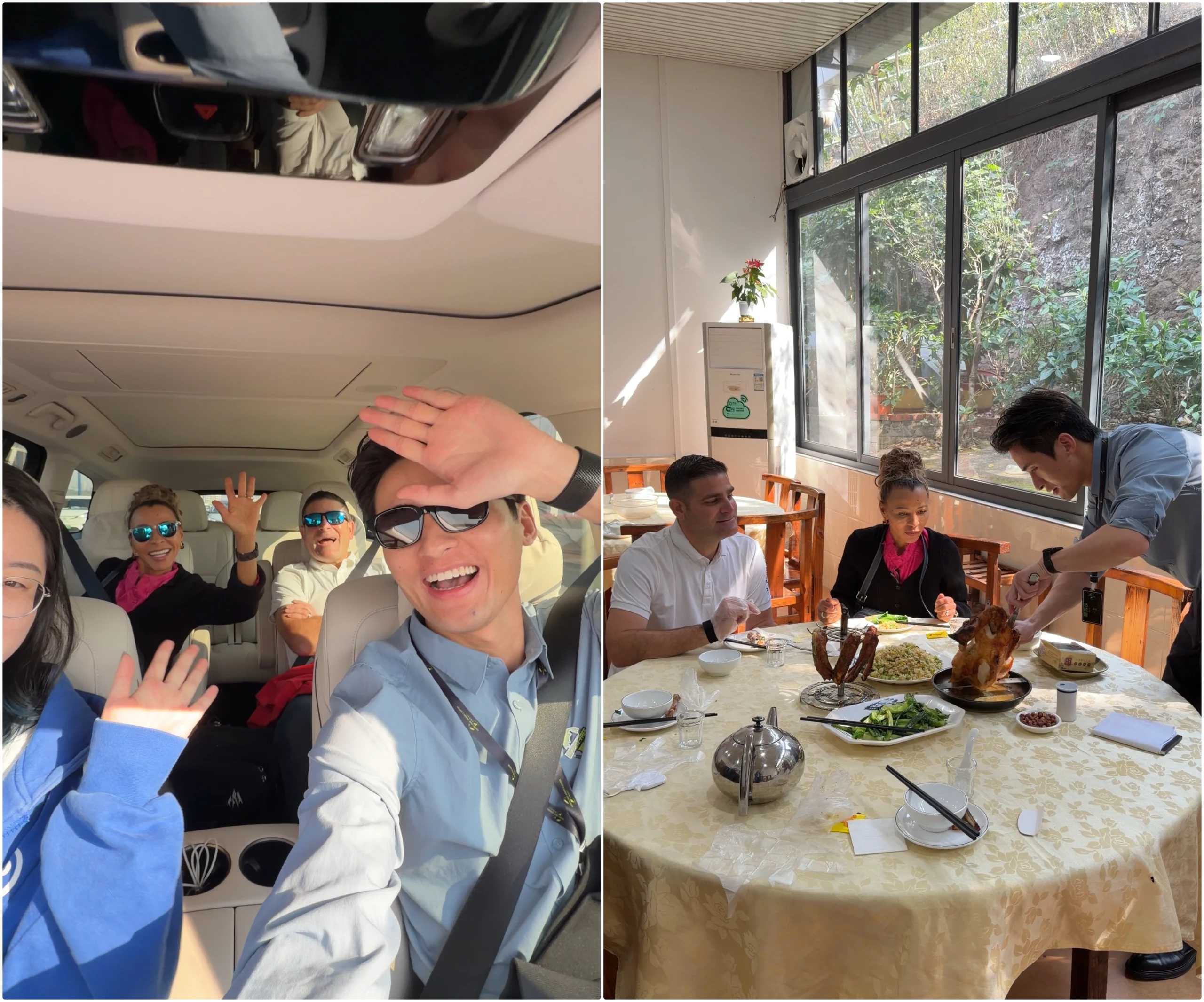 French Château Renovation: How We Sourced Furniture and Building Materials from China 9 International clients traveling by car and sharing a meal during a China sourcing trip