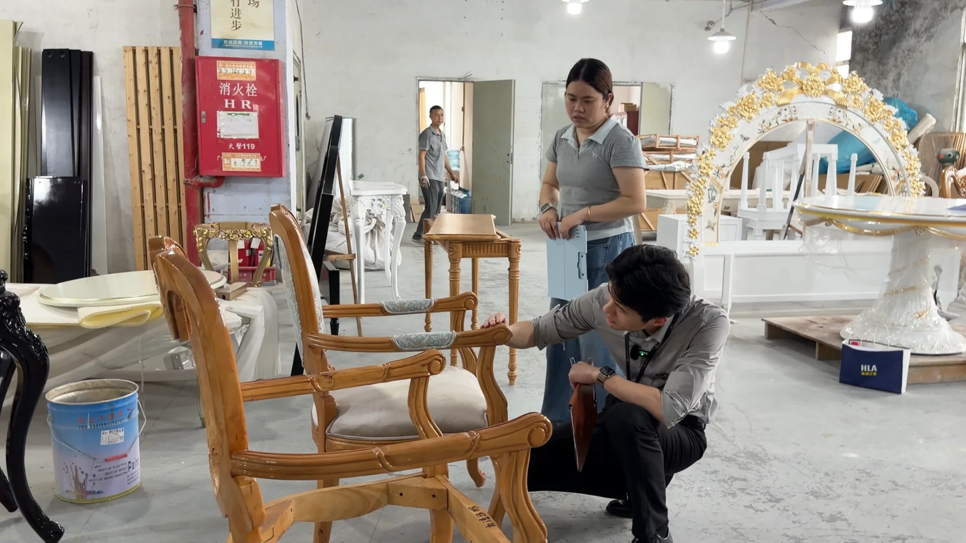 French Château Renovation: How We Sourced Furniture and Building Materials from China 7 Furniture production quality inspection for a French château sourcing project